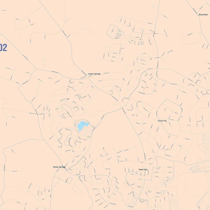 Color Cast Zip Code Style Wall Map of Frederick, MD