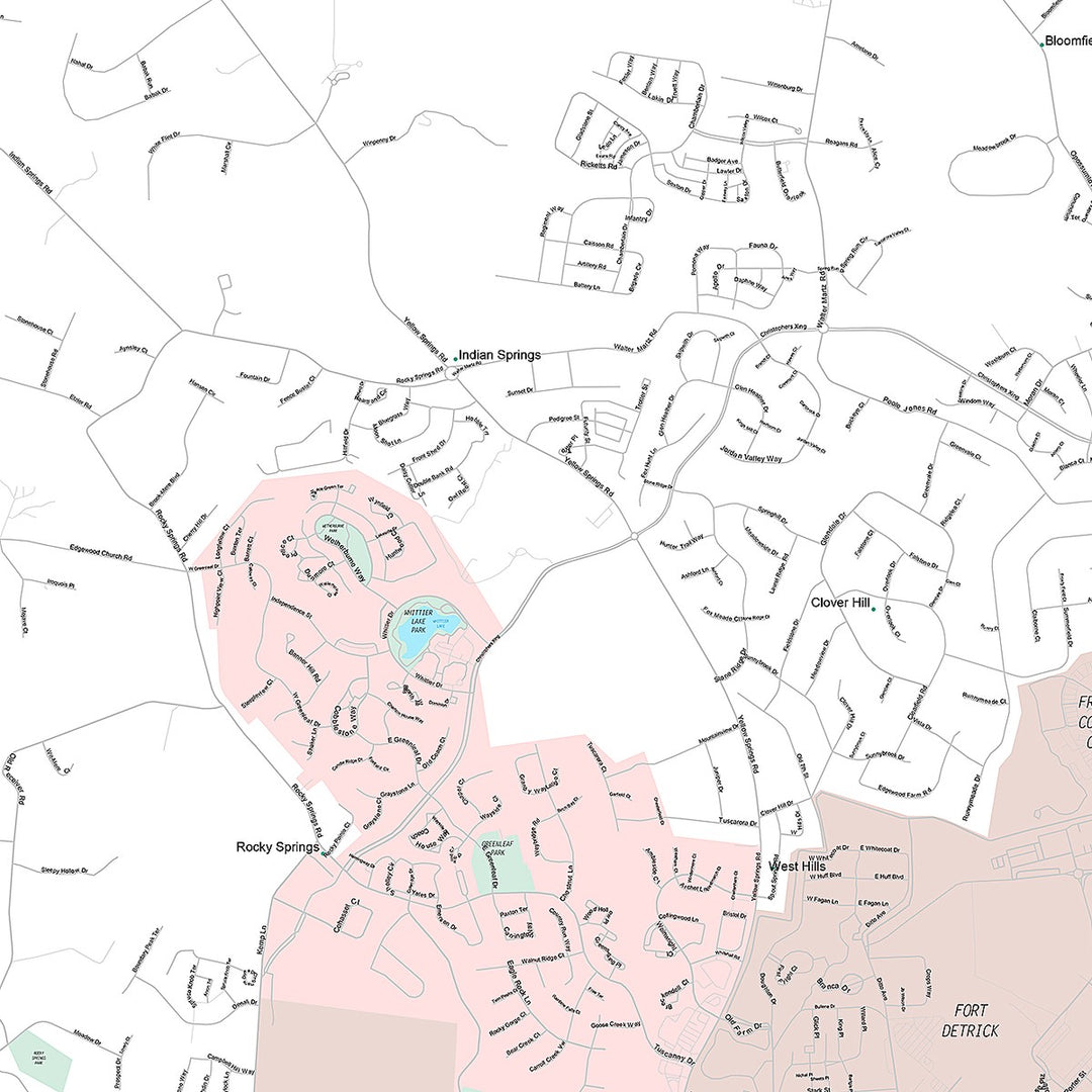 Premium Style Wall Map of Frederick, MD