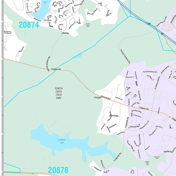 Premium Style Wall Map of Gaithersburg, MD