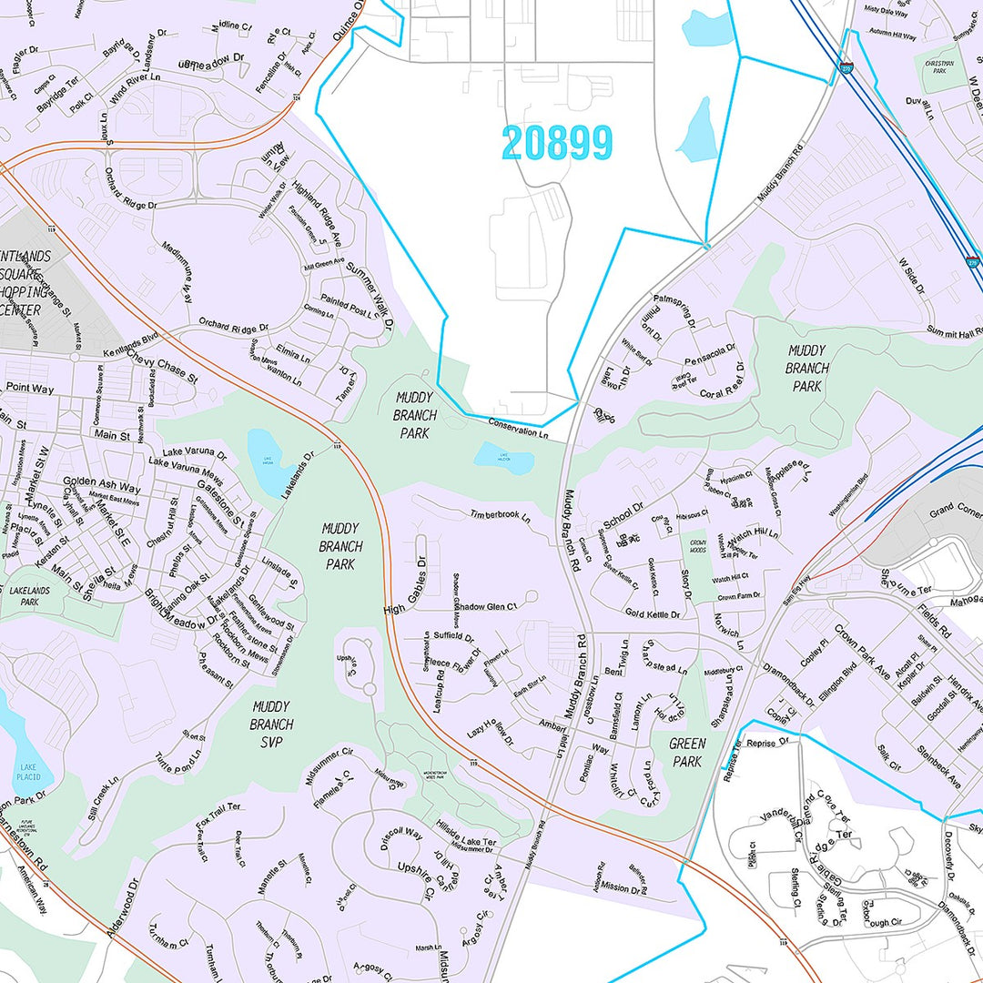 Premium Style Wall Map of Gaithersburg, MD