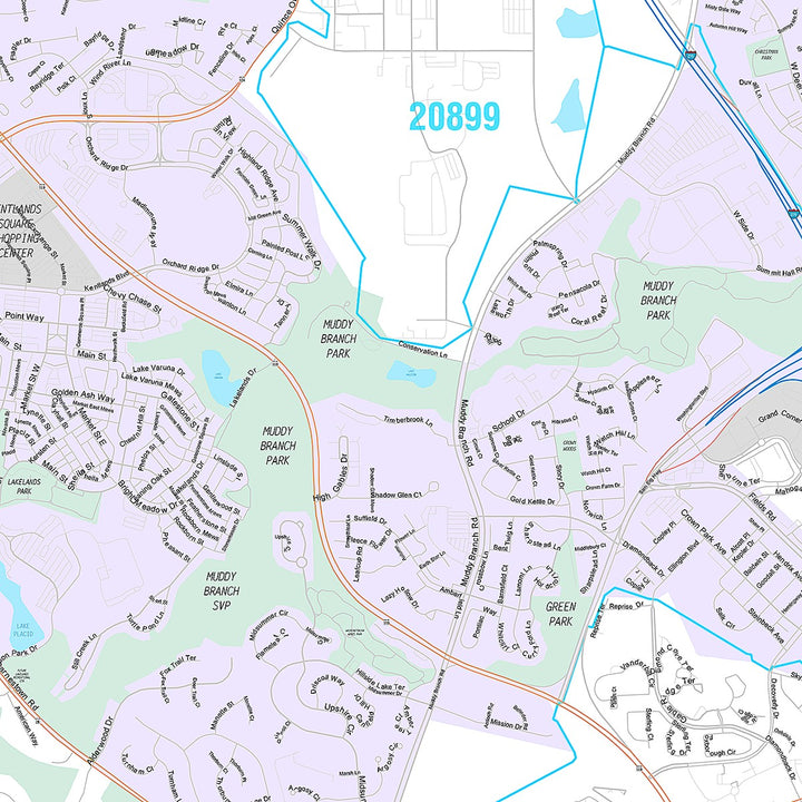 Premium Style Wall Map of Gaithersburg, MD