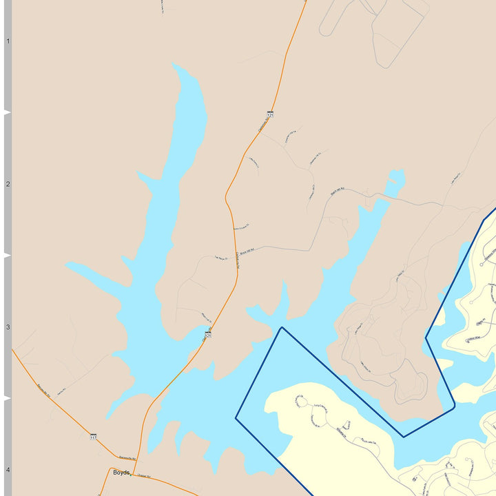 Color Cast Zip Code Style Wall Map of Germantown, MD