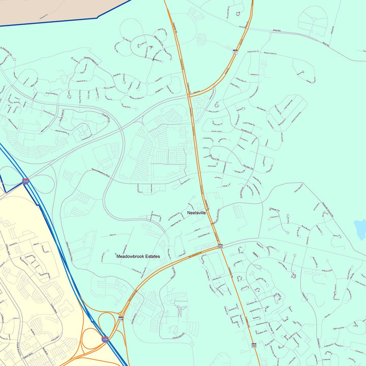 Color Cast Zip Code Style Wall Map of Germantown, MD