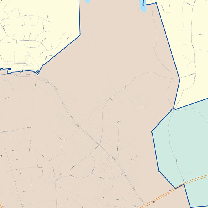 Color Cast Zip Code Style Wall Map of Rockville, MD