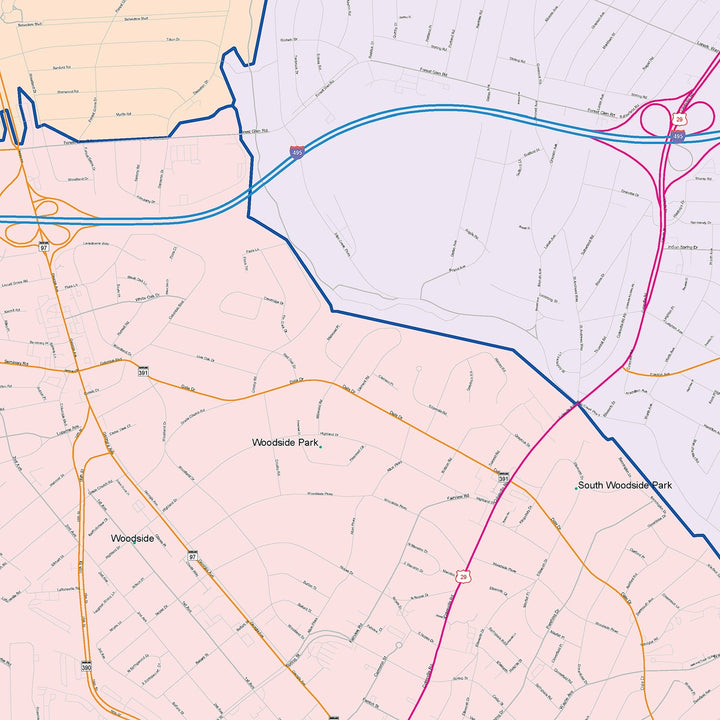 Color Cast Zip Code Style Wall Map of Silver Spring, MD