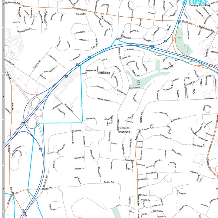 Premium Style Wall Map of Townson, MD