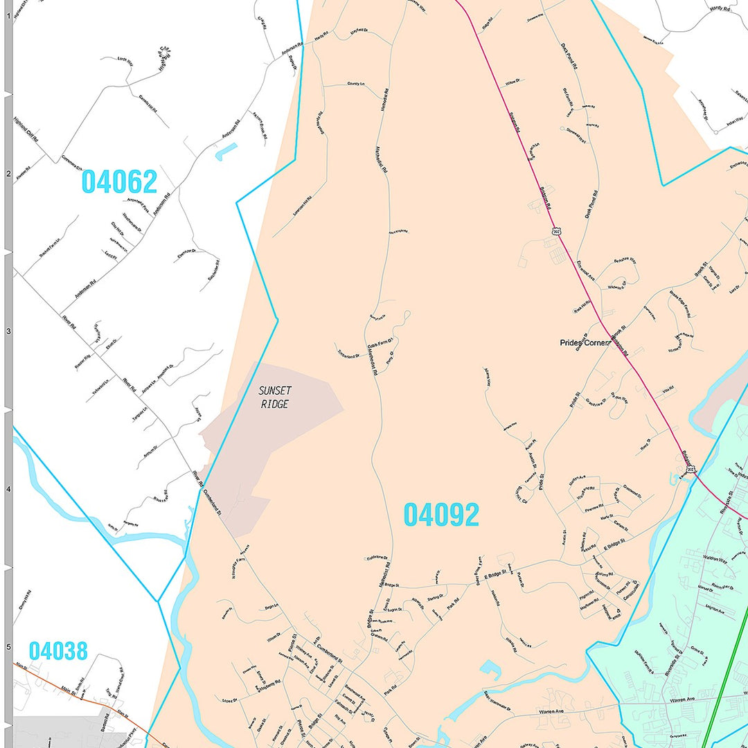 Premium Style Wall Map of Portland, ME