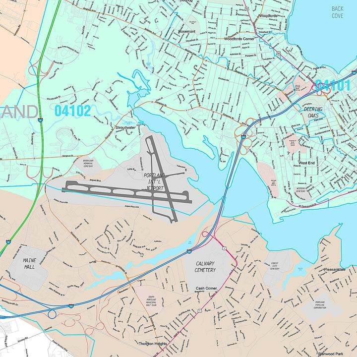 Premium Style Wall Map of Portland, ME
