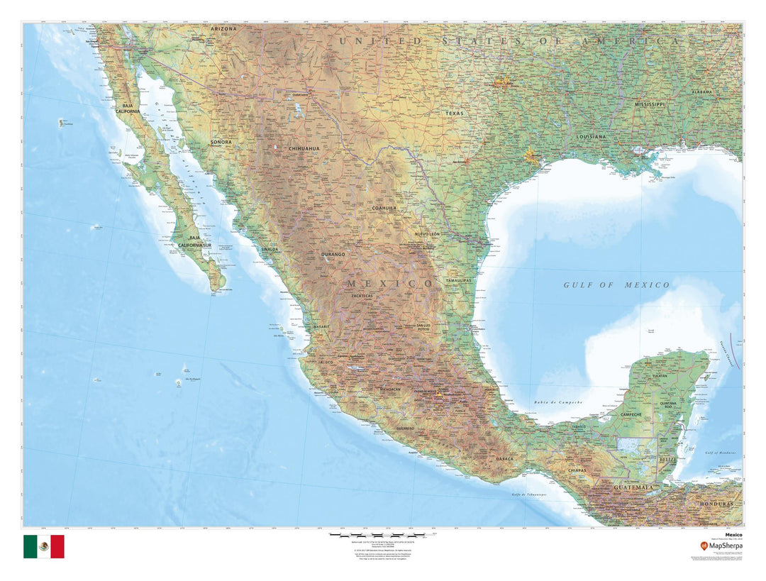Wall Map of Mexico by Map Sherpa