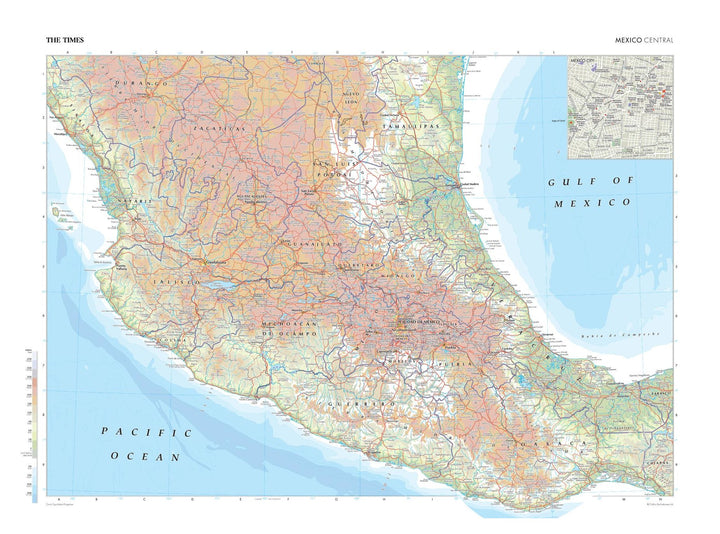 Central Mexico Wall Map by The Times