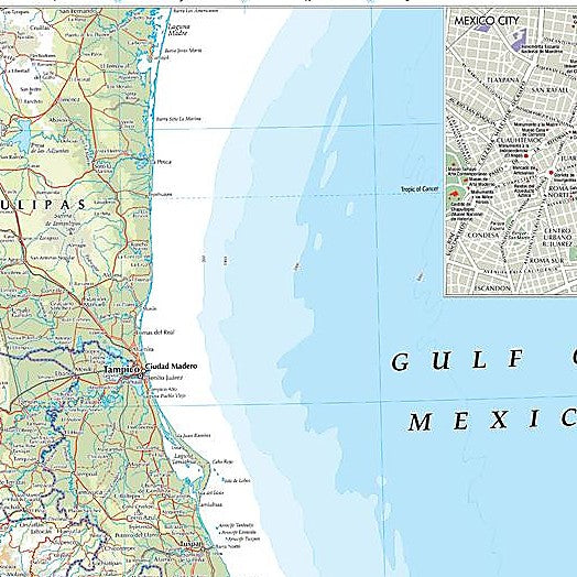 Central Mexico Wall Map by The Times