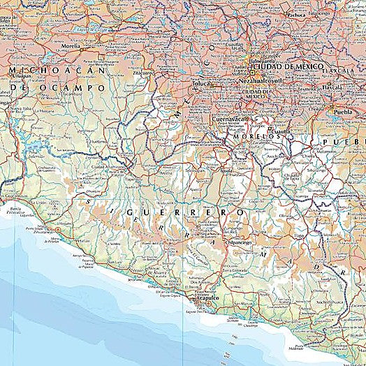 Central Mexico Wall Map by The Times
