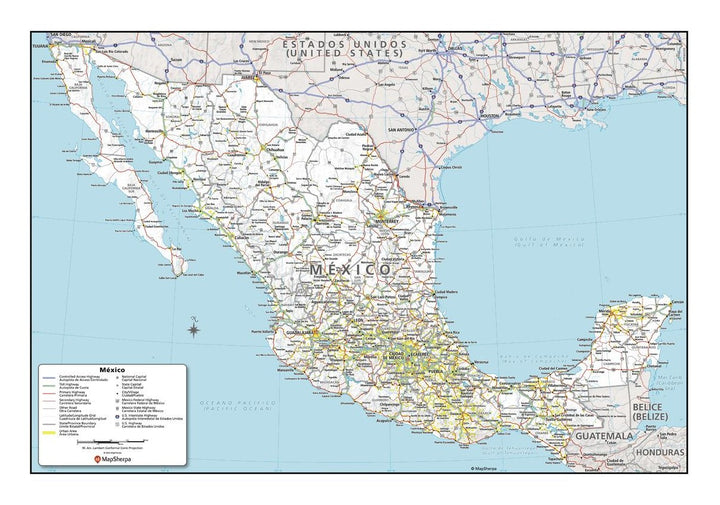 Mexico Political Wall Map