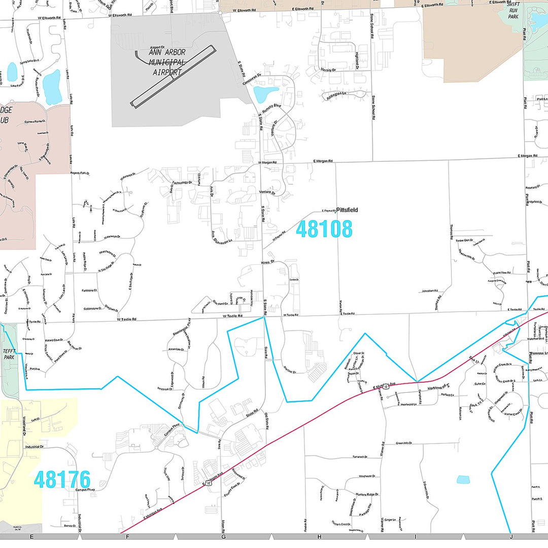 Premium Style Wall Map of Ann Arbor, MI