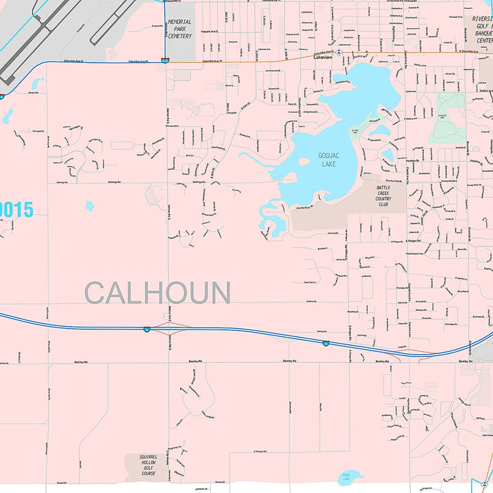 Premium Style Wall Map of Battle Creek, MI