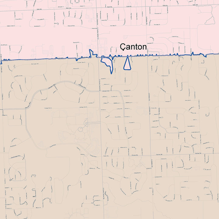 Color Cast Zip Code Style Wall Map of Canton, MI
