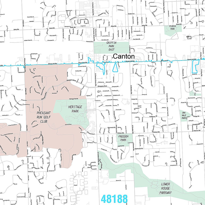 Premium Style Wall Map of Canton, MI