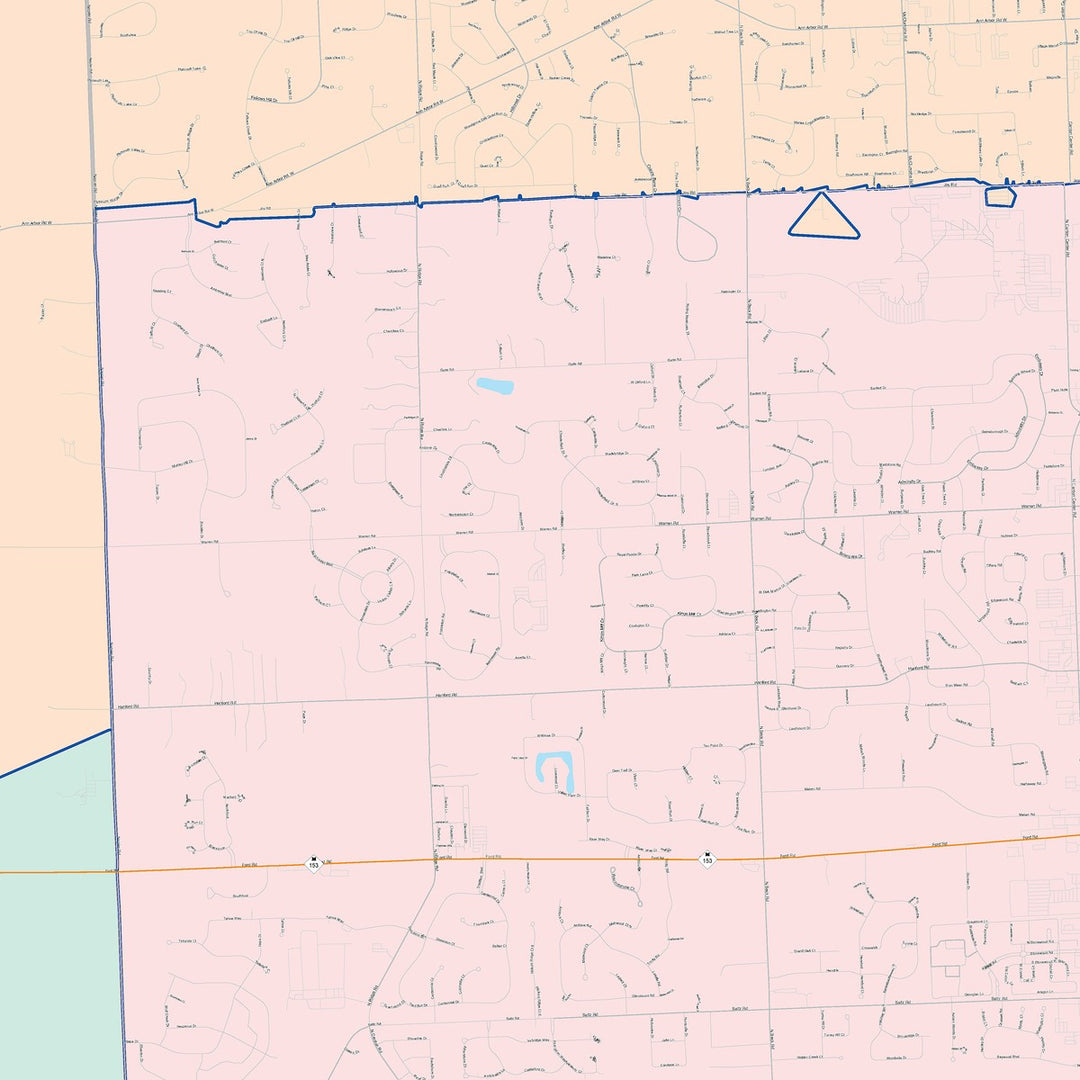Color Cast Zip Code Style Wall Map of Canton, MI