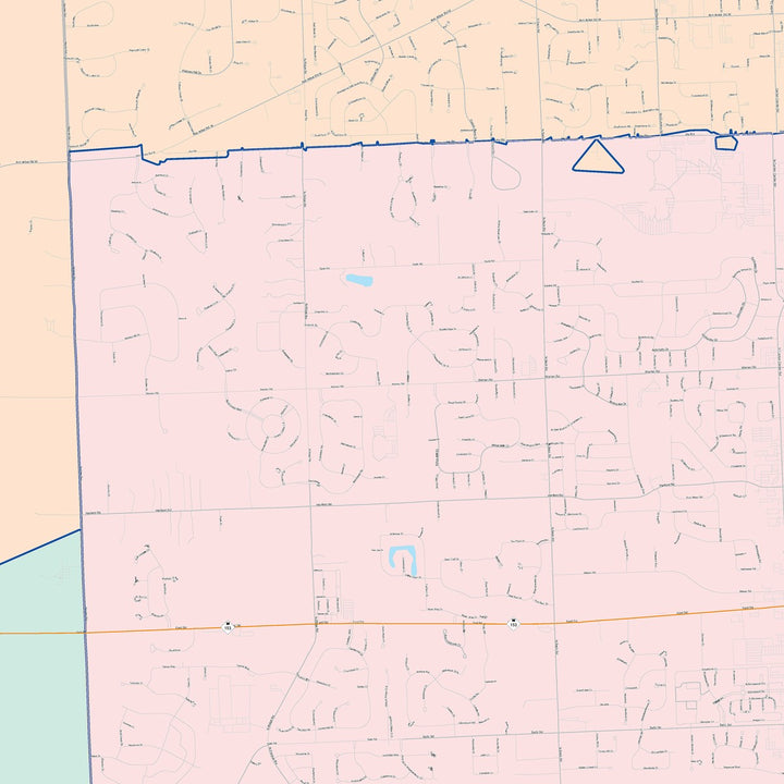 Color Cast Zip Code Style Wall Map of Canton, MI