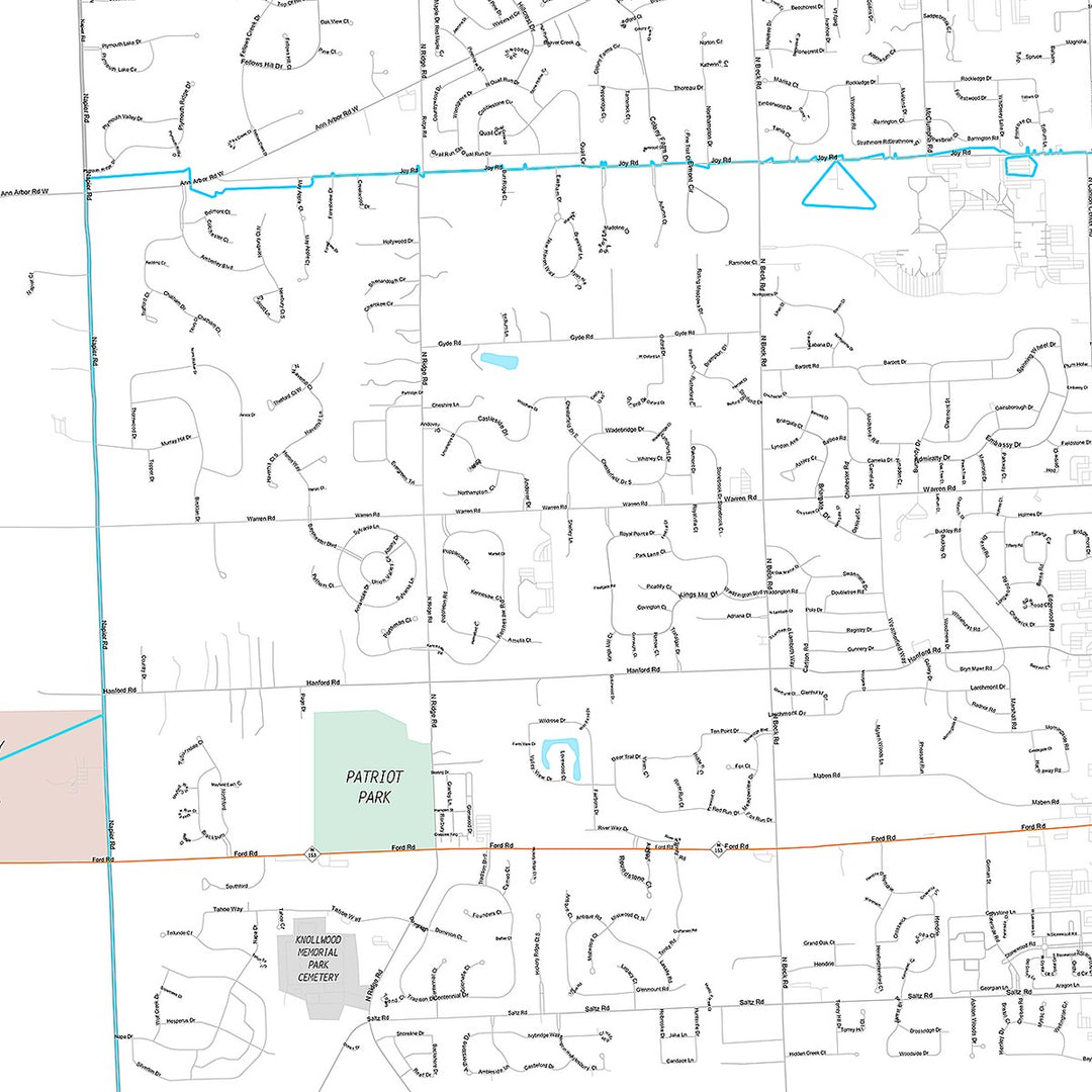Premium Style Wall Map of Canton, MI