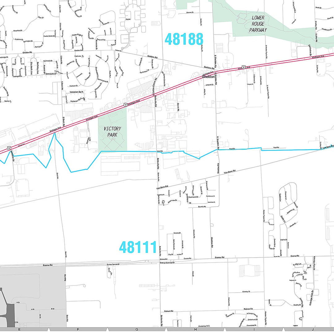 Premium Style Wall Map of Canton, MI