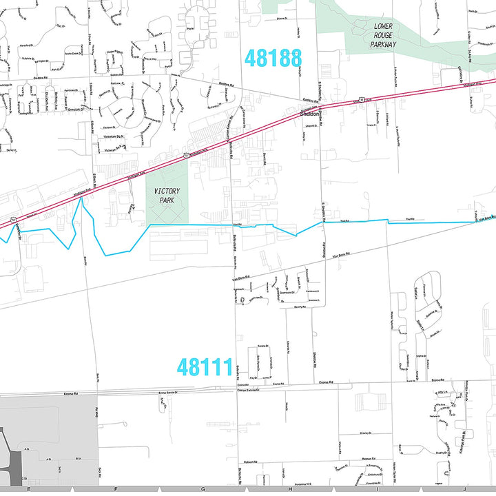 Premium Style Wall Map of Canton, MI