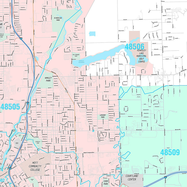 Premium Style Wall Map of Flint, MI