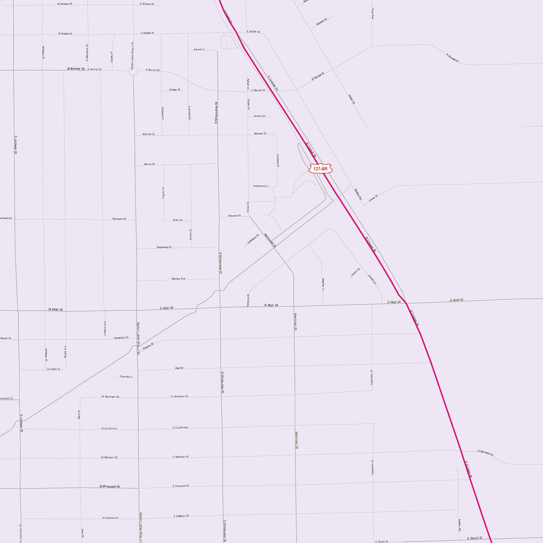 Color Cast Zip Code Style Wall Map of Jackson, MI