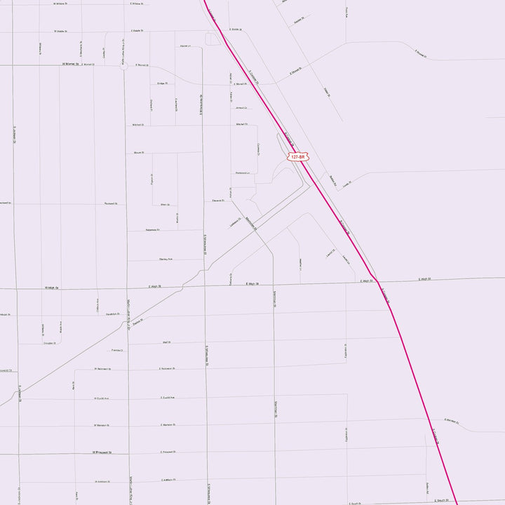 Color Cast Zip Code Style Wall Map of Jackson, MI