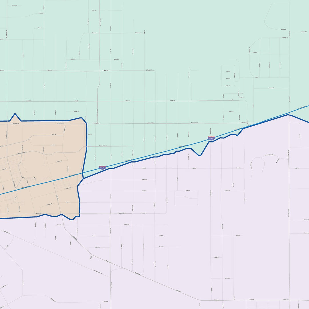 Color Cast Zip Code Style Wall Map of Jackson, MI