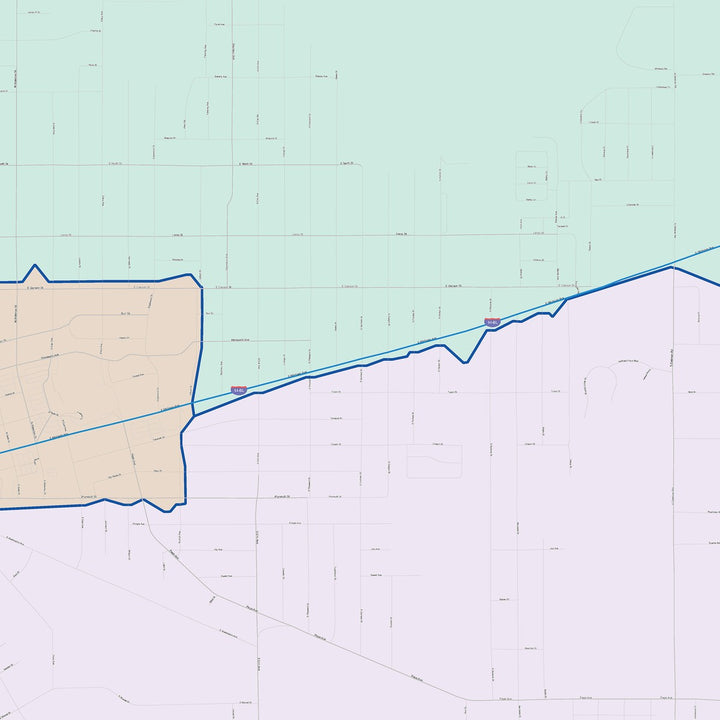 Color Cast Zip Code Style Wall Map of Jackson, MI