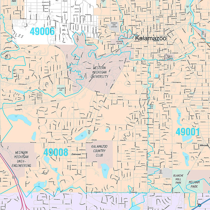 Premium Style Wall Map of Kalamazoo, MI