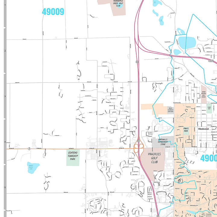Premium Style Wall Map of Kalamazoo, MI