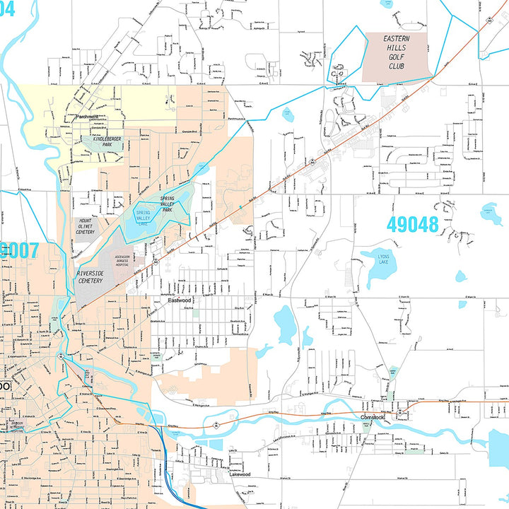 Premium Style Wall Map of Kalamazoo, MI