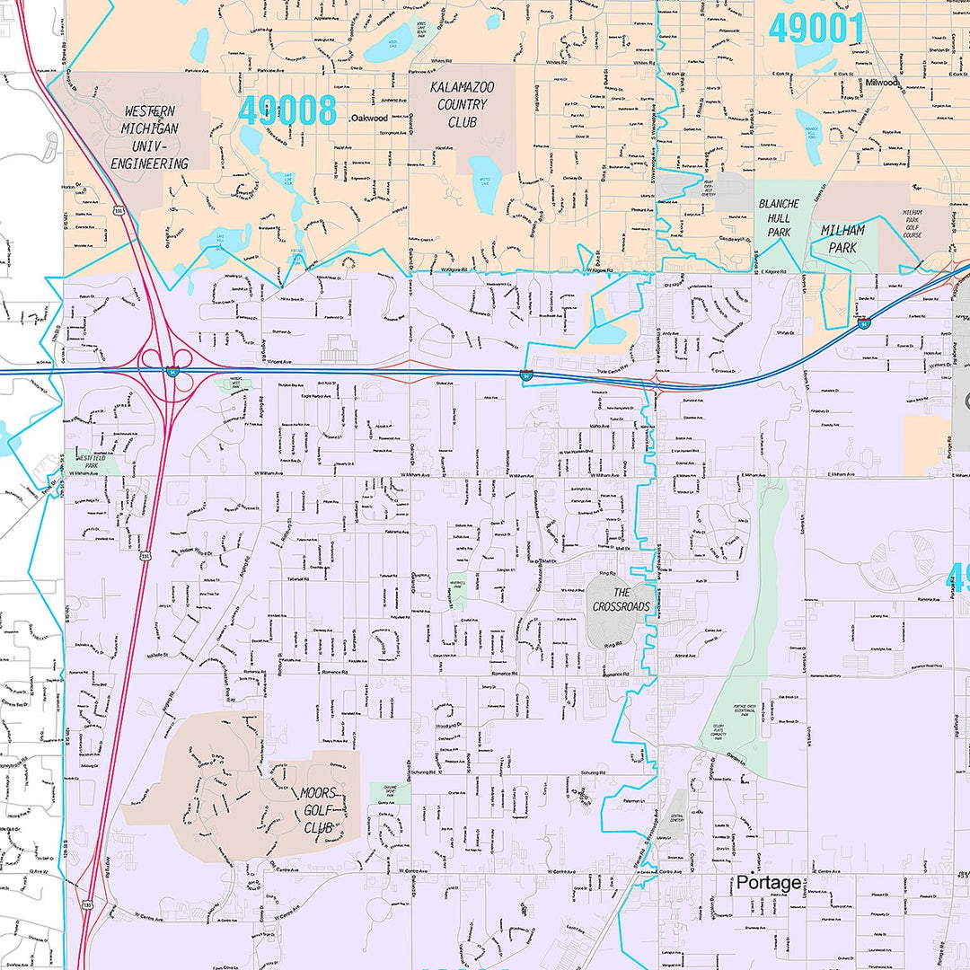 Premium Style Wall Map of Kalamazoo, MI