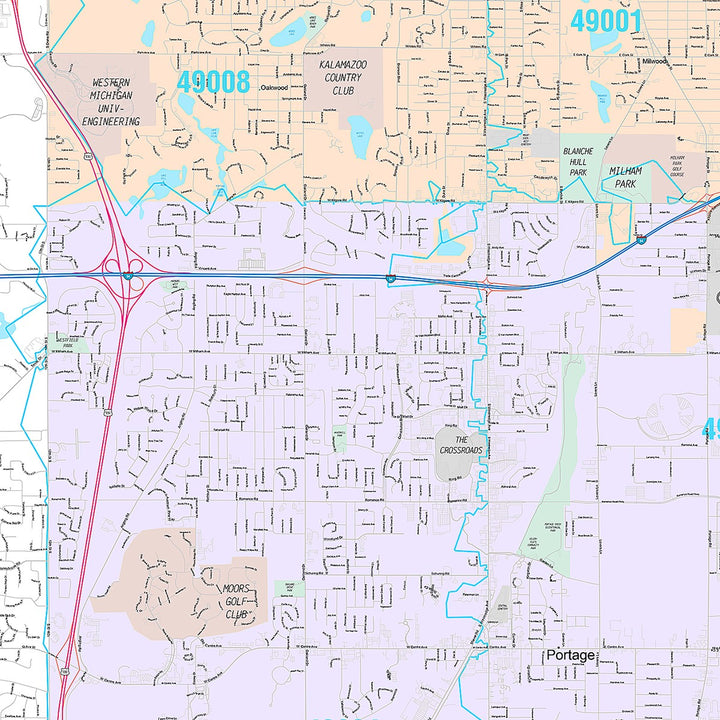 Premium Style Wall Map of Kalamazoo, MI