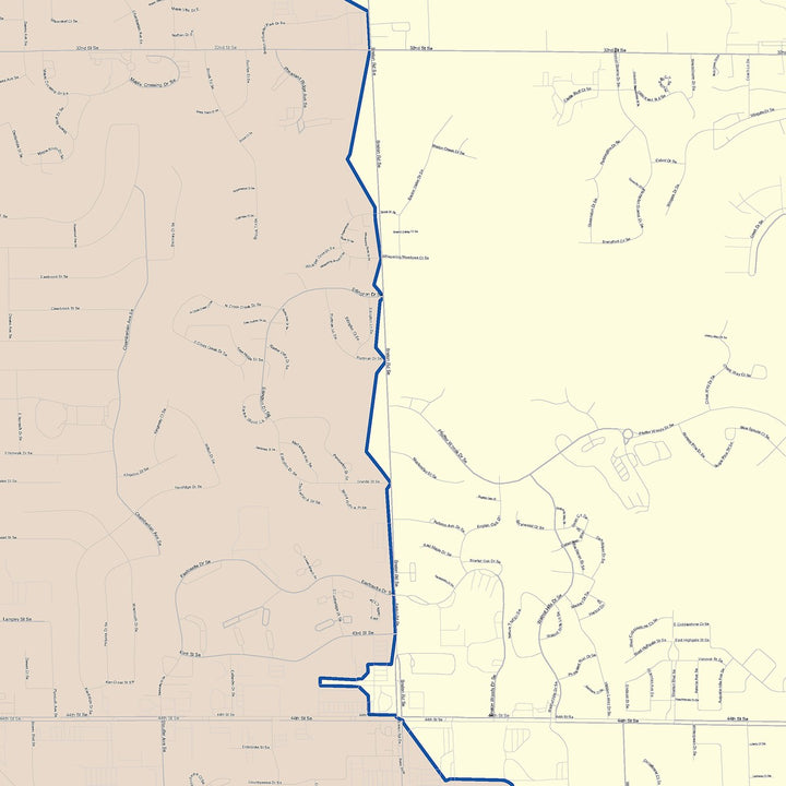 Color Cast Zip Code Style Wall Map of Kentwood, MI