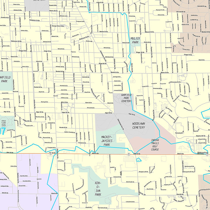 Premium Style Wall Map of Kentwood, MI