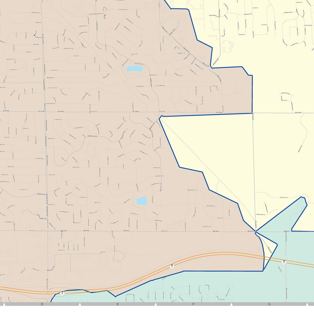 Color Cast Zip Code Style Wall Map of Kentwood, MI