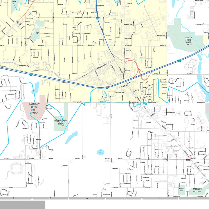 Premium Style Wall Map of Lansing, MI