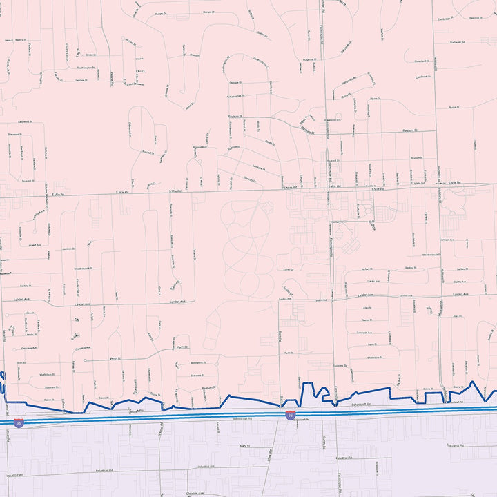Color Cast Zip Code Style Wall Map of Livonia, MI