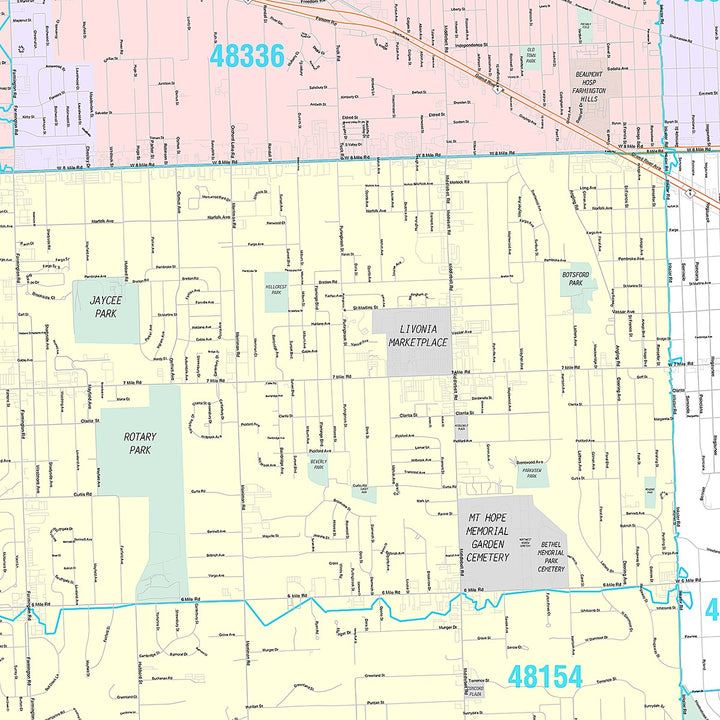 Premium Style Wall Map of Livonia, MI
