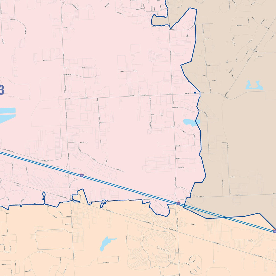 Color Cast Zip Code Style Wall Map of Novi, MI