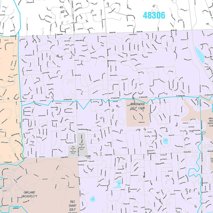 Premium Style Wall Map of Rochester Hills, MI