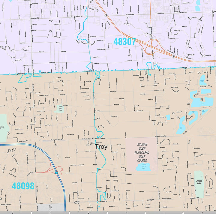 Premium Style Wall Map of Rochester Hills, MI