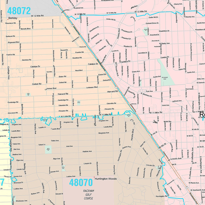 Premium Style Wall Map of Royal Oak, MI