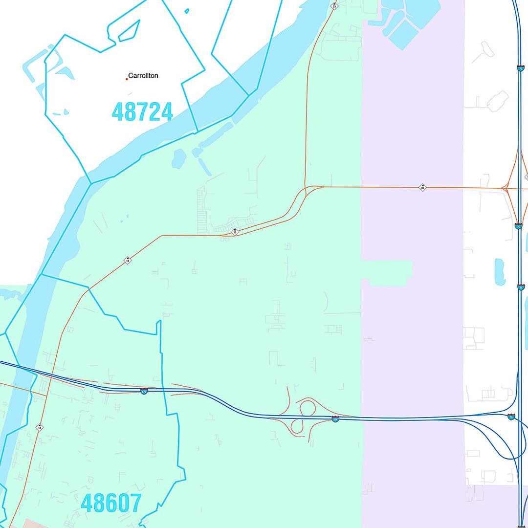 Premium Style Wall Map of Saginaw, MI