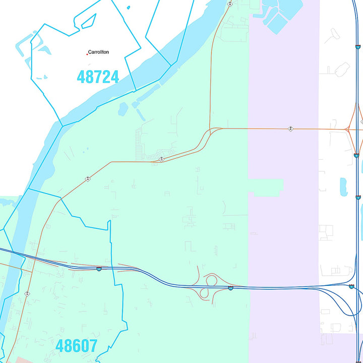 Premium Style Wall Map of Saginaw, MI