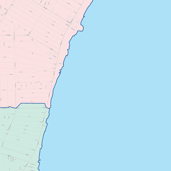 Color Cast Zip Code Style Wall Map of St. Clair Shores, MI