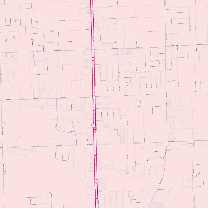 Color Cast Zip Code Style Wall Map of Taylor, MI